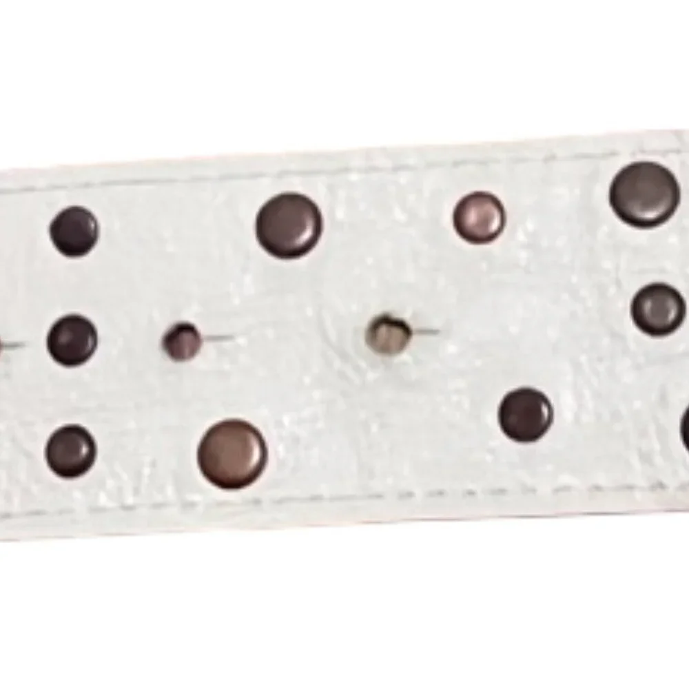 Betsey Johnson Leather Lace Embroidered White Pink Y2K Cottage Core Belt Medium